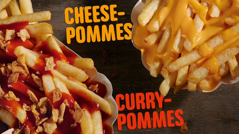 Curry- und Cheese-Pommes